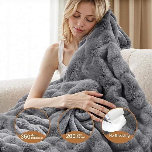 PKBD 2025 Flannel Heated Blanket, 50"x60" Soft Electric Blanket with 9 Heating Levels & 9H Timing Auto Shutdown, Overheating Protection, Machine Washable, Gray thumbnail 5
