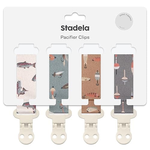 Stadela Baby Pacifier Clip Holder - Girl or Boy Unisex 4 Pack Gift Set – Fishing Theme (Gone Fishing) - Gone Fishing thumbnail 6