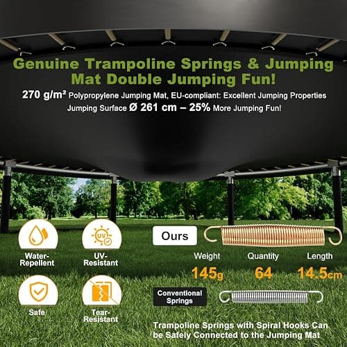Devoko Outdoor Trampoline 7.5ft/10ft/12ft/14ft GS Certified Garden Trampoline With Safety Net,Non-Slip Ladder& Shoe Organiser,Available For Toddlers And Adults,Up to 150kg thumbnail 6