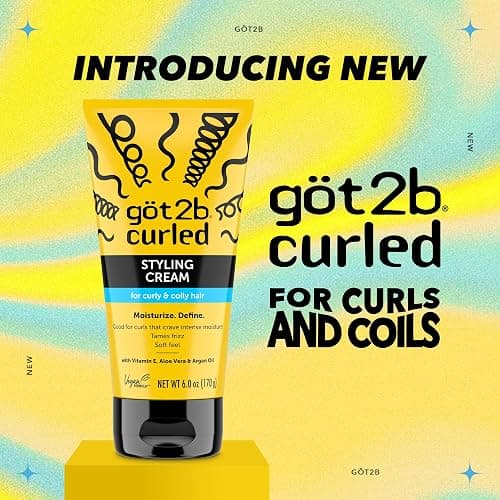 Got2B Curled Styling Cream, 6 Fl Oz, Curl Defining & Moisturizing Hair Cream for Coily & Curly Hair, Provides Frizz Control & Soft Feel for Type 3-4 Curls, Made with Vitamin E, Aloe Vera & Argan Oil thumbnail 2