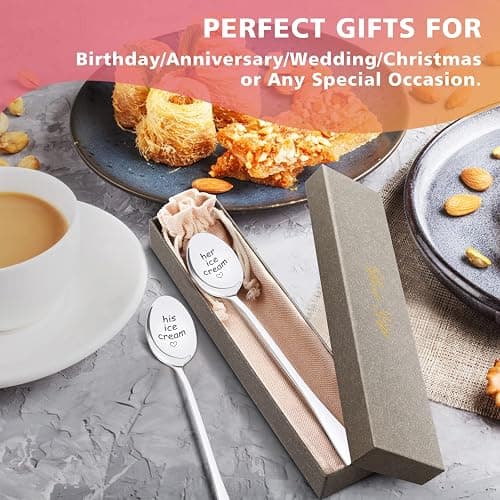 PRSTENLY Wedding Gifts for Couples 2025, 2 Pcs His and Hers Ice Cream Spoon Anniversary Engagement Gifts for Couple Him Her Boyfriend Girlfriend Graduation Christmas Birthday thumbnail 5