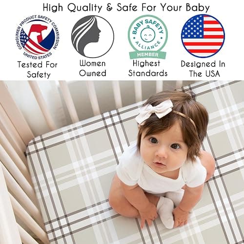 Sweet Jojo Designs Fitted Baby Crib Sheets (Tan Gingham Plaid) for Boys or Girls, Infant Nursery, Toddler Room - Standard Size (Taupe, Checkered, Classic, Tartan, Gender Neutral, Rustic, Farmhouse) thumbnail 4