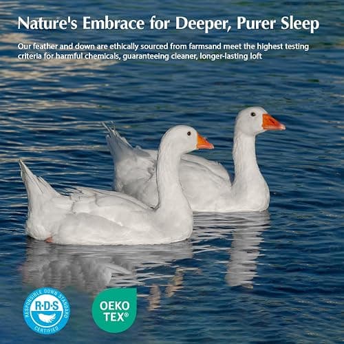 Pacific Coast Goose Feather Down Fiber Comforters Queen Size, Extra Fluffy White Duvet Insert, Ultra-Soft, Breathable, All Season Hotel Luxury Bedding Comforters, 8 Corner & Center Loops (90"x90") thumbnail 4