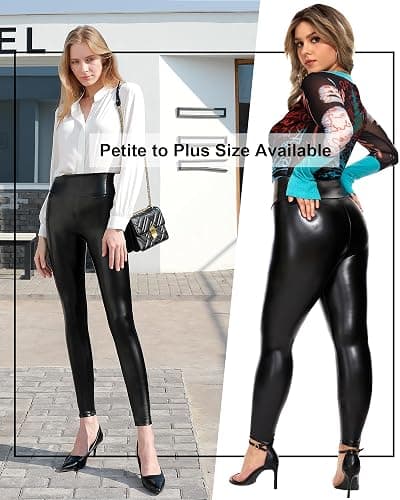 Tagoo Women's Stretchy Faux Leather Leggings Pants, Sexy Red High Waisted Tights thumbnail 6