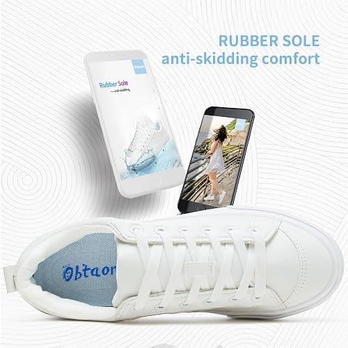 Obtaom Women Tennis Fashion Shoes Casual PU Leather Sneakers Comfortable Court Sneakers thumbnail 6