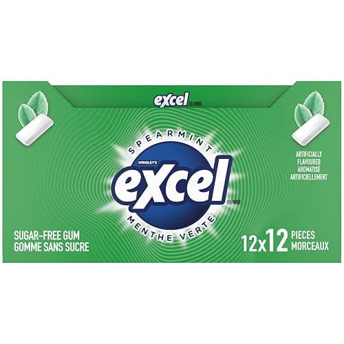 EXCEL, Spearmint Flavoured Sugar Free Chewing Gum, 12 Pieces, 12 Packs thumbnail 5