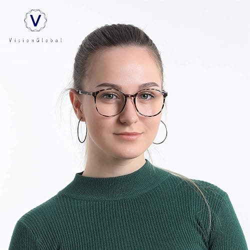 VisionGlobal Blue Light Blocking Glasses for Women/Men, Anti Eyestrain, Computer Reading, Stylish Oval Frame, Anti Glare thumbnail 5