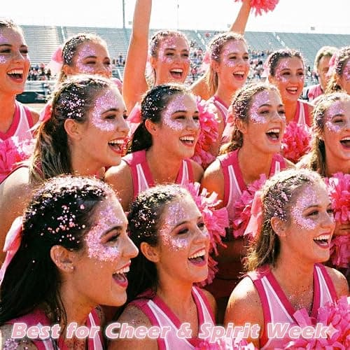 Paminify Pink Hair Glitter Stick,Cheer Body Face Glitter,Waterproof Singer Concert Music Festival Pink Out Accessories for Spirit Week,Halloween Shimmer Holographic Body Paint thumbnail 2
