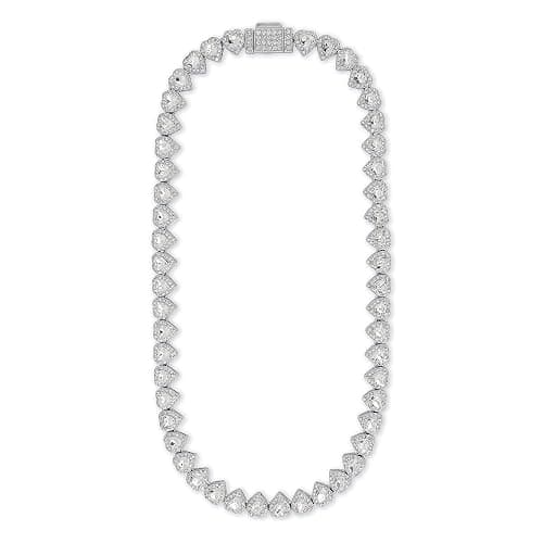 Luxurious Iced Out 10mm Ladies Heart Cluster Chains - Elegant Jewelry with Simulated Diamonds and Cubic Zirconia in Durable Alloy - in 14k Gold or Silver Tone Finish - Single Chain and Chains Combo thumbnail 3