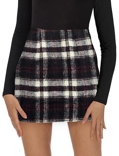 Plaid Skirts for Women, Pencil Mini Skirts for Women High Waist Bodycon Christmas Holiday Fall Winter Skirts 2025 Trendy thumbnail 2