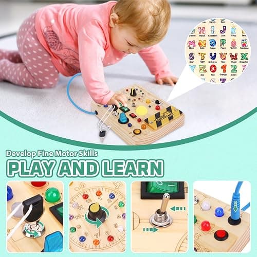 Grarain Busy Board for Toddlers - Montessori Educational Toy for 1-3 Year Old Boys & Girls | Travel-Friendly Sensory Learning Activity | Ideal for Kids with Autism(Clocks Busy Board) thumbnail 4
