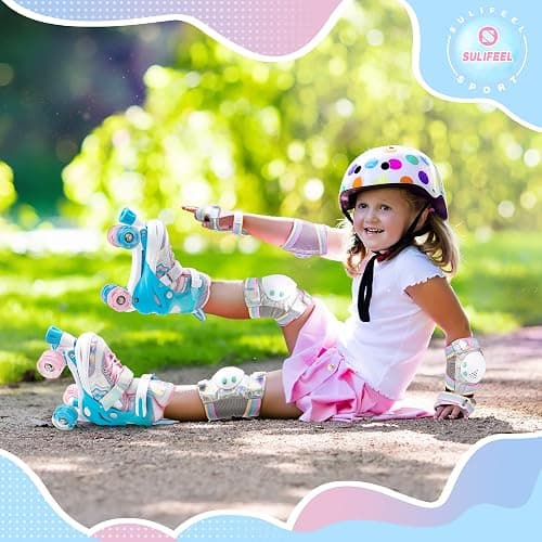 SULIFEEL Rainbow Unicorn 4 Size Adjustable Roller Skates for Girls Boys for Kids Ages 3-5 5-8 6-12 Children Skates Indoor Outdoor thumbnail 7