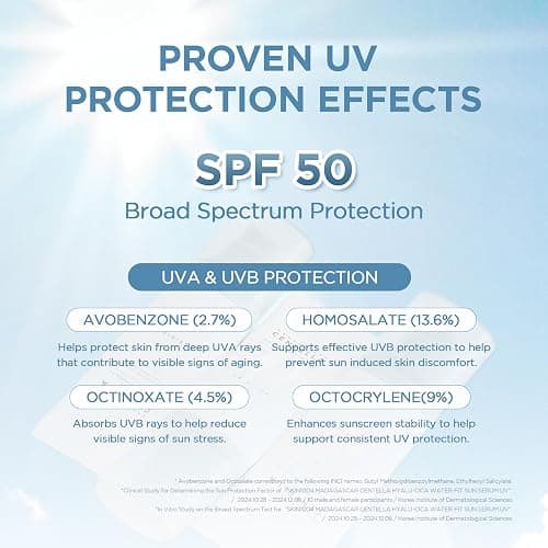 SKIN1004 Centella Hyalu-Cica Water-Fit Sun Serum UV, Korean Sunscreen SPF 50, Centella Sunscreen, Travel Essentials, Sunscreen with Hyaluronic Acid, No White Cast, Korean Skin Care, 1.69 fl.oz / 50ml thumbnail 4