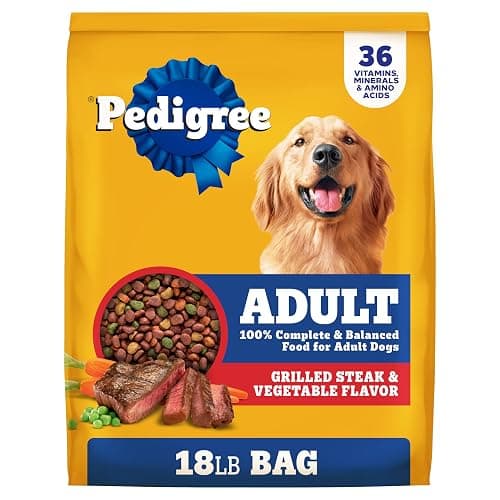 Pedigree Adult Dry Dog Food, Complete Nutrition, Grilled Steak & Vegetable Flavor, 18 lb. Bag - Image 1