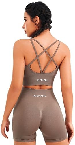 JOYSPELS Womens Seamless Longline Sports Bra, Yoga Top with Removable Pads | Slim Strap, 4-Way Stretch, Crop Top for Gym, Workouts & Running. Soft, Breathable & Supportive thumbnail 5