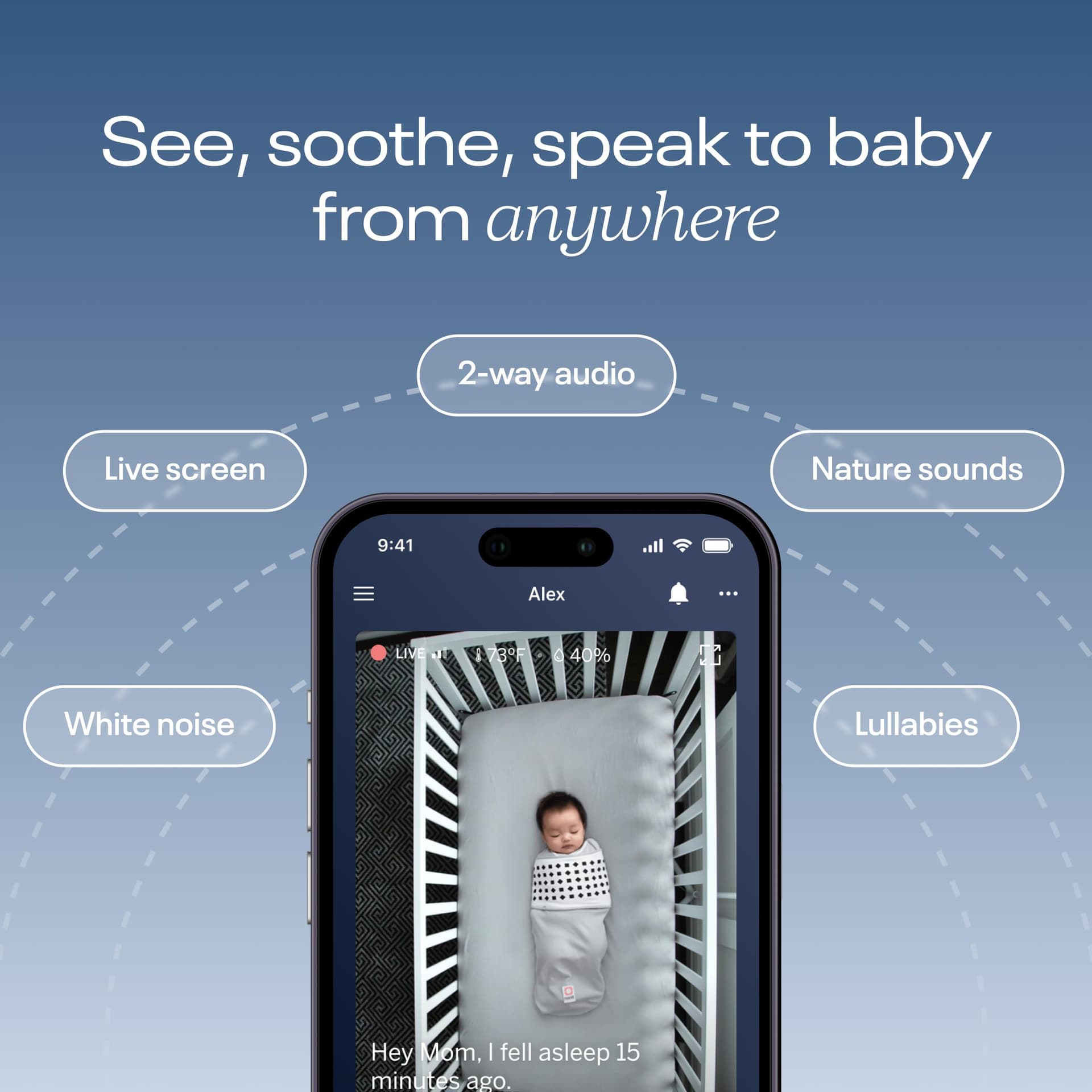 Nanit V2 Pro Baby Monitor & Floor Stand - Smart Wi-Fi Baby Monitor, Contact-Free Breathing & Sleep Tracking Monitor, 1080p HD Night Vision Camera,iOS and Android Compatible, AU Plug, White thumbnail 3