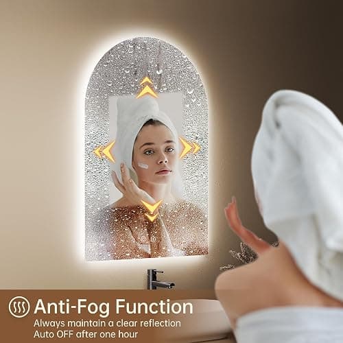 OUMUSU 20"x30" Arched LED Lighted Bathroom Mirror with Lights | Fogless, Dimmable, Shatterproof, Touch Sensor, 3 Color Changing thumbnail 3