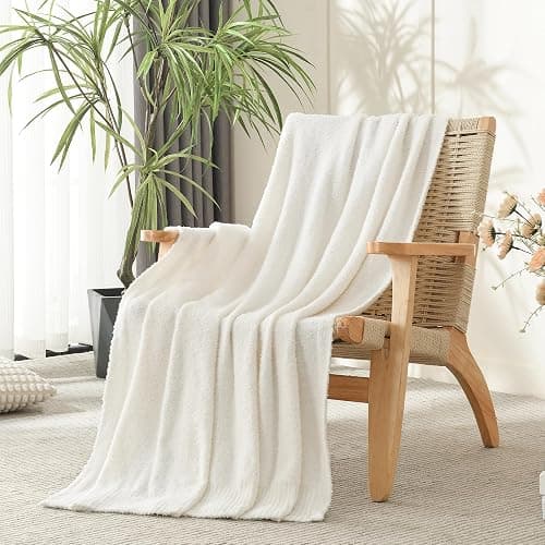 JOOJA Knit Throw Blanket Super Soft Warm Blanket for Couch Lightweight Fluffy Blanket for Bed Sofa 60x80 Inches Cream thumbnail 4
