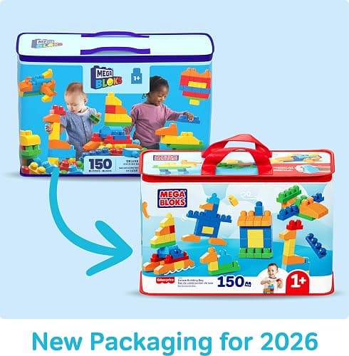 Mega Bloks First Builders Deluxe Building Bag Toddler Block Toys Set, Red | 150 Pieces, Storage, Creative Open-Ended Play, Preschool Kids Ages 1+ Years, Easy to Build thumbnail 7