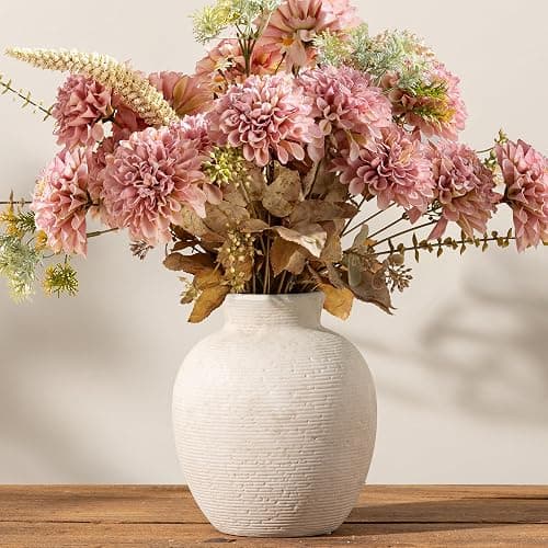 Vanselia Ceramic Flower Vase Home Decor - Farmhouse Table Vases Rustic Vintage Living Room Kitchen Bedroom Decorations for House Book Shelf Office Coffee Desk Dining Fireplace (7.4" Rustic) thumbnail 7