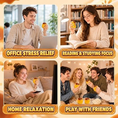 2PCS Crunchy Squishy Stress Ball, Caramel Pudding Stress Ball Squishy, Portable Handheld Sensory Toy, Ideal Anxiety‑Relief Gift for Adults, Cute Realistic Food-Desk Stress Relief thumbnail 7