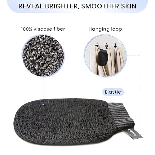 SimpleField Korean Exfoliating Mitt for Remove Dead Skin. 2 Pack 100% Viscose Kessa Deep Exfoliating Gloves for Body Scrub, Keratosis Pilaris and Self Tanning Removal. Easily Smooth Skin Surface. thumbnail 3