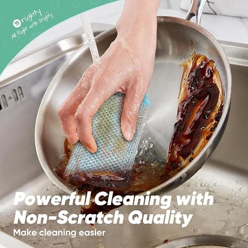 Orighty Multipurpose Wire Dishwashing Rag 12 Pcs, Upgraded Double-Layer Non-Scratch Wire Dish Cleaning Cloths, Kitchen Reusable Steel Scrubber, Powerful Dishcloth Rag for Cookware, Multicolor, 7"x8" thumbnail 4