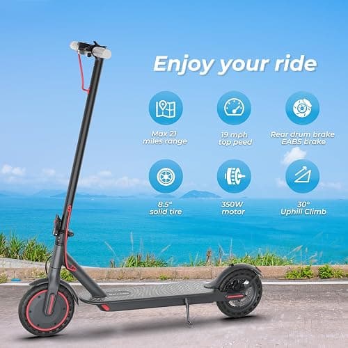 Roinside Electric Scooter - 8.5"/10'' Solid Tires, 350W/500W Motor, Up to 19-22MPH and 21-24Miles Long-Range Portable Commuting Scooter for Adults with Double Braking System and App thumbnail 7