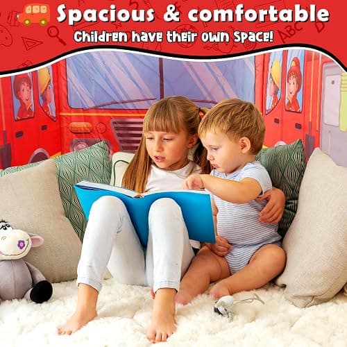 Britik Pop Up Play Tent for Kids Aged 3-5 Years Old Boys and Girls : Fire Truck Tent Playhouse Toy Play Tents for Toddlers 3-5 Kids Tent Indoor Outdoor Playhouse Toys for 3 + Year Old, Fire Truck thumbnail 4