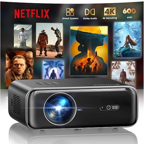 [Built-in Apps/4K Support] Smart Outdoor Projector with WiFi and Bluetooth, Movie Projector, DoIby Audio with Dual Speaker, Auto Focus w/ YouTube&PrimeVideo Proyector, Upgrad P62 Pro - Image 1