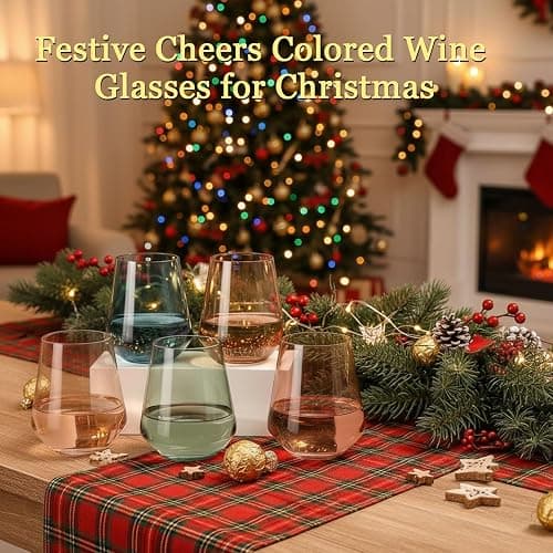 comfit Colored Stemless Wine Glasses Set of 6-17 oz Hand-Blown Crystal Colored Glassware with no Stem, Multicolor Glassware for Lovers, Wedding, Birthday, Mother's Day Housewarming Gifts for Women thumbnail 7