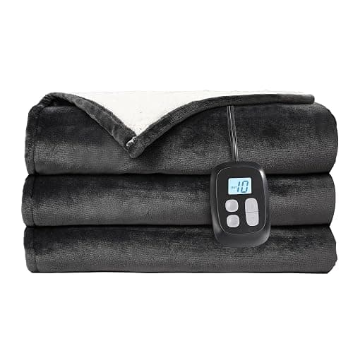 LaffyLo Electric Heated Blanket Full Size - 72"x84", Soft Flannel Heating Blanket, 10 Heating Levels, 1-12 H Auto Shut Off, Breathable Warm and Washable for Bed, Dark Grey thumbnail 6
