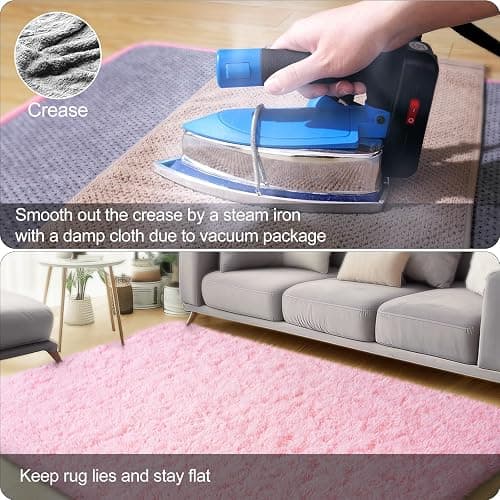 qulint Pink Rugs for Bedroom Girls, 2x3 Fluffy Area Rugs for Living Room | Soft Shag Fuzzy Small Carpet, Plush Shaggy Cute Rug for Kids Boys and Girls Dorm Nursery Classroom Home Decor thumbnail 8