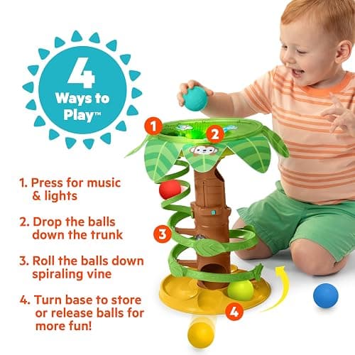 Bright Starts Tropical Twirl Ball Play Toy with Lights & Music, 5 Balls Included, Unisex, 6 Months+ thumbnail 4