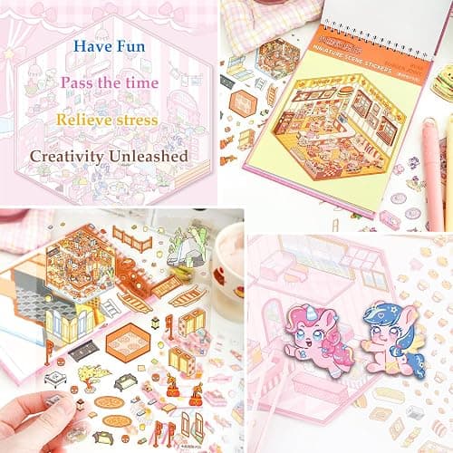 Scene Sticker Book for Kids, 20 Sets of 3D Sticker Scenes for Adults Fun Mini Cute Kawaii Stickers Therapy 3D Scenes Stickers Set Relief Stress Pass The Time, Holiday & Christmas Fun thumbnail 6