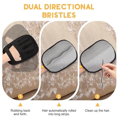 VerdeVilla Pet Hair Remover, 2025 Upgrated Five-Finger Electrostatic Pet Hair Removal Gloves, Cat & Dog Hair Remover for Couch, Furniture,Clothing, Animal Fur Removal Tool, Cat Grooming Gloves-2PCS thumbnail 5
