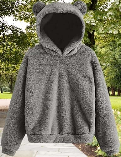 LIZALIG Women's Cute Fuzzy Animal Hoodie - Long Sleeve Plush Warm Casual Pullover Sweatshirt thumbnail 6