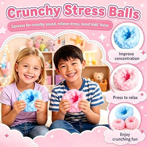 2 Pack Crunchy Noisy Squishy ASMR Stress Balls, Slush Textured Sensory Toys Set, Stress Relief Toys for Kids Adults, Squeezee Sensory Toys, Birthday Xmas Gifts for Girls & Boys thumbnail 3
