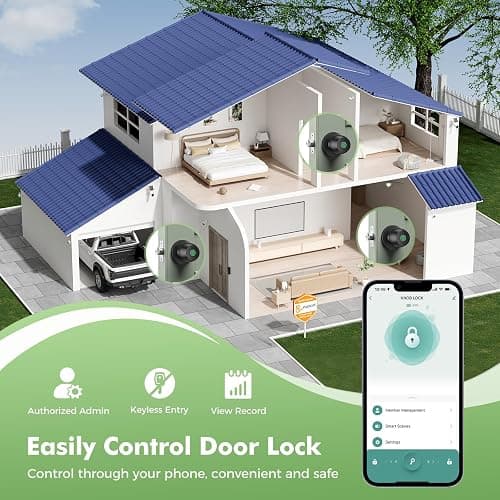 Fingerprint Door knob, Smart Door knob, Intelligent biometric Fingerprint Door Lock, keyless Entry, controllable via app, Suitable for bedrooms, Storage Rooms, Apartments, Offices, Hotels (Black) thumbnail 6