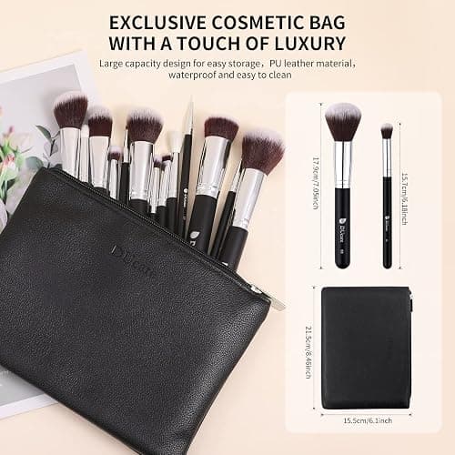 DUcare Pennelli Make Up Set 15Pcs Pennelli Trucco Professionali Set di pennelli da trucco con del sacchetto Case thumbnail 6