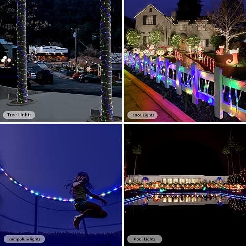 GLPE Solar String Lights Outdoor Waterproof LED,66ft 200 LED Rope Lights Solar Powered,8 Modes Multicolor Fairy Lights with Remote for Christmas Garden Patio Deck Backyard Pool Trampoline thumbnail 6