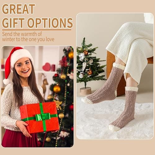 Clothclose Fuzzy Socks For Women, Womens Fuzzy Slipper Sock Super Soft Microfiber Fluffy Cozy Winter Warm Fluffy Crew Socks thumbnail 7