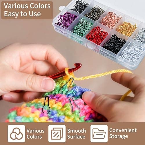 300 Pcs Crochet Markers with Needles,Metal Stitch Markers for Knitting | Calabash Pins with 18 Pcs Blunt Needles for Crocheting,Crochet Accessories and Supplies, Fabric,Clothing Tag,DIY Craft thumbnail 3