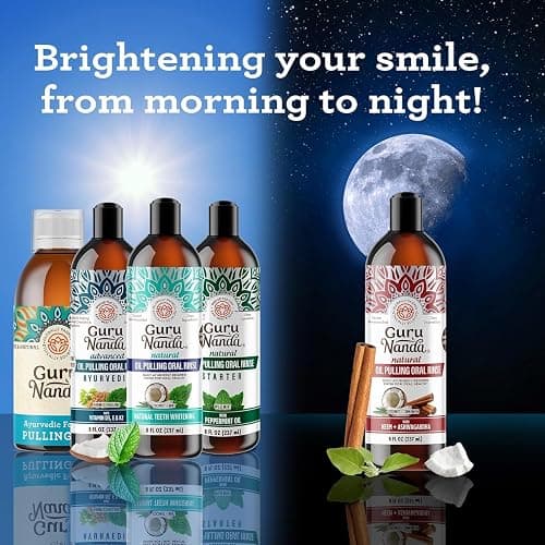GuruNanda Starter Pulling Oil Mouthwash for Natural Teeth Whitening, Coconut and Peppermint Oil for Fresh Breath & Happy Gums, Alcohol-Free, 8 Oz thumbnail 7