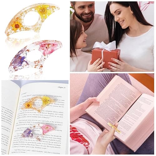 Book Page Holder, Kaluofan 2PCS Thumb Book Page Holder, Book Accessories for Reading Lovers, Handmade Dried Flower Book Opener Holder Thumb, Meaningful Gifts for Book Lovers Teachers Students thumbnail 5