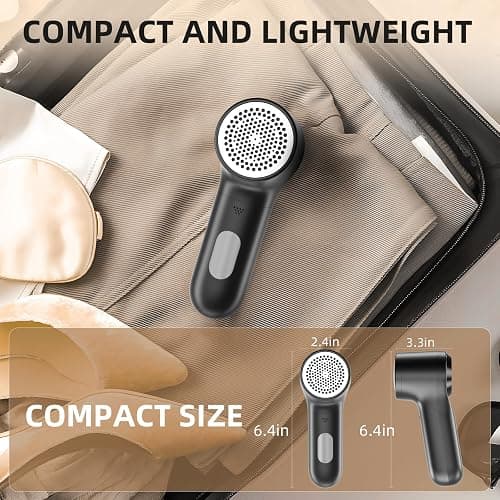 Buywoo Fabric Shaver, Electric Lint Remover, Rechargeable Lint Shaver, Household Essentials for Clothes, Upholstery, Furniture, Sweater Defuzzer to Remove Pilling, Battery Operated, Black thumbnail 4