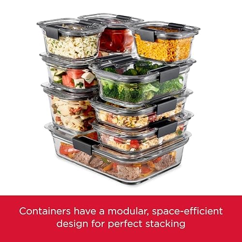 Rubbermaid Brilliance Glass Food Storage Containers, 3.2 Cup, Set of 4, BPA-Free, Leak-Proof, Clear thumbnail 3