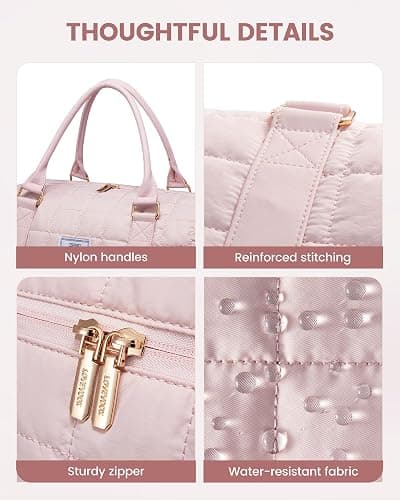 LOVEVOOK Large Duffle Bag for Travel, Puffer Weekend Bags for Women Travel Tote, Carry on Duffel Bag for Airplanes, 18 Inch Personal Item Bag Gym Bag Women, Pink thumbnail 6