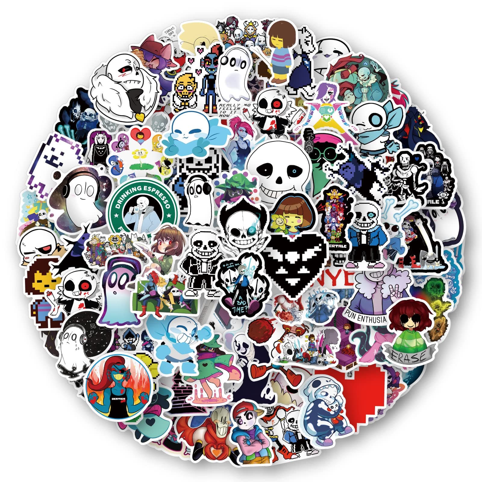 100 Pcs Undertale Stickers for Water Bottles, Skateboard, Luggage, Computer, Collectible Album, Car Stickers, Cute Laptop Stickers for Kids Teens Adults thumbnail 2