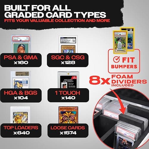 VALUN SLABPRO 160+ 4 ROW Graded Card Storage Box; Durable Sports, PSA Card Storage Box - Organizer Slab for Your Collection - For Baseball, Football, TCG, MTG Cards - Top Loader Design thumbnail 2
